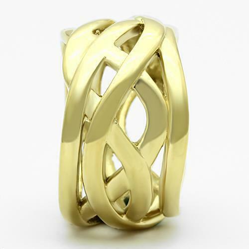 Jewellery Kingdom No Stone Setting Flat 18KT Stainless Steel  Ladies Ring Band (Gold) - Rings - British D'sire