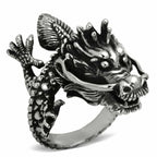 Jewellery Kingdom No Stone Stainless Steel Detailed Biker Goth Ladies Dragon Ring (Silver) - Jewelry Rings - British D'sire