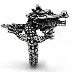 Jewellery Kingdom No Stone Stainless Steel Detailed Biker Goth Ladies Dragon Ring (Silver) - Jewelry Rings - British D'sire