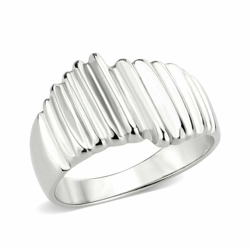 Jewellery Kingdom No Stone Stainless Steel Highly Polished Elegant Ladies Silver Ring Band Secondary image