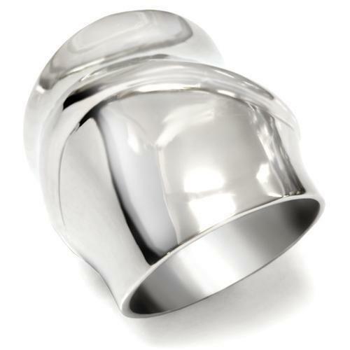 Jewellery Kingdom No Stone Wide Silver Contemporary Designer Ladies Stainless Steel Ring - Rings - British D'sire Main image