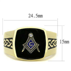 Jewellery Kingdom Onyx Black Signer Military Pinky Steel 18kt Mens Gold Masonic Ring - Jewelry Rings - British D'sire