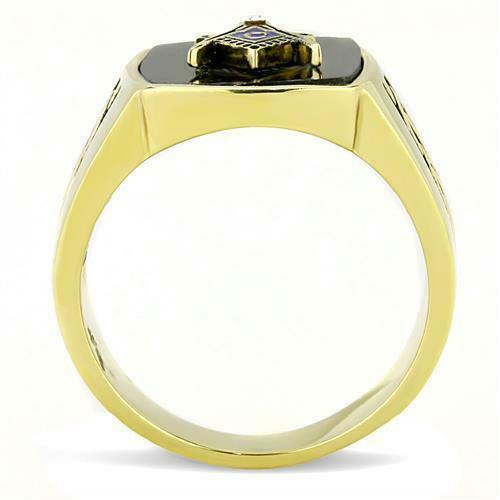 Jewellery Kingdom Onyx Black Signer Military Pinky Steel 18kt Mens Gold Masonic Ring - Jewelry Rings - British D'sire