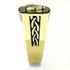 Jewellery Kingdom Onyx Black Signet Military Pinky Steel 18kt Mens Gold Masonic Ring - Jewelry Rings - British D'sire