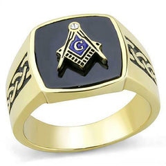 Jewellery Kingdom Onyx Black Signet Military Pinky Steel 18kt Mens Gold Masonic Ring - Jewelry Rings - British D'sire