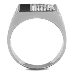 Jewellery Kingdom Onyx Signet Cubic Zirconia Stamped 925 Italian Mens Silver Ring (Black) - Jewelry Rings - British D'sire
