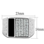 Jewellery Kingdom Onyx Signet Cubic Zirconia Stamped 925 Italian Mens Silver Ring (Black) - Jewelry Rings - British D'sire