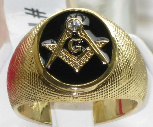 Jewellery Kingdom Onyx Signet Pinky 18kt Oval Black Steel Diamond Masonic Gold Ring - Jewelry Rings - British D'sire