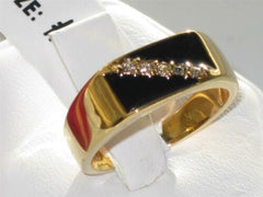 Jewellery Kingdom Onyx Signet Pinky 18kt Steel Black Cubic Zirconia Classy Mens Gold Ring - Jewelry Rings - British D'sire