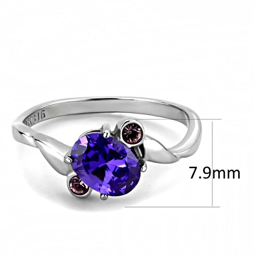 Jewellery Kingdom Oval Purple Amethyst Ladies 1.50 Carat Cubic Zirconia Stainless Steel Ring ( Silver) Secondary image
