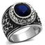 Jewellery Kingdom Oval Blue Stainless Steel Cubic Zirconia Signet Pinky Mens Sapphire Ring - Jewelry Rings - British D'sire