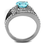 Jewellery Kingdom Oval Blue Topaz Cz 3 Carat Stainless Steel Pave Ring (Silver) - Jewelry Rings - British D'sire