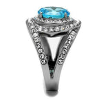 Jewellery Kingdom Oval Blue Topaz Cz 3 Carat Stainless Steel Pave Ring (Silver) - Jewelry Rings - British D'sire