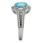 Jewellery Kingdom Oval Cluster CZ Stainless Steel Dress Sparkle Ladies Blue Topaz Ring - Jewelry Rings - British D'sire