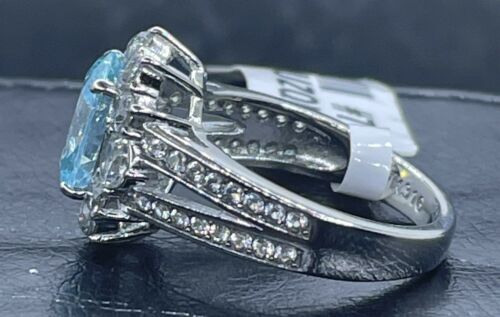 Jewellery Kingdom Oval Cluster Stainless Steel Dress Sparkle Ladies Ring (Blue Topaz) Secondary image