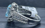 Jewellery Kingdom Oval Cluster CZ Stainless Steel Dress Sparkle Ladies Blue Topaz Ring - Jewelry Rings - British D'sire