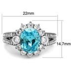 Jewellery Kingdom Oval Cluster CZ Stainless Steel Dress Sparkle Ladies Blue Topaz Ring - Jewelry Rings - British D'sire