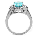Jewellery Kingdom Oval Cluster CZ Stainless Steel Dress Sparkle Ladies Blue Topaz Ring - Jewelry Rings - British D'sire