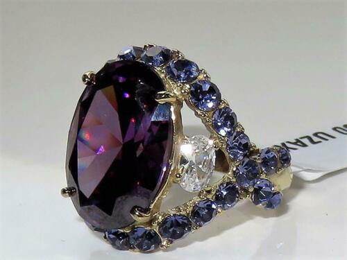 Jewellery Kingdom Oval Cocktail Cubic Zirconia 1.54CT Steel Purple Ladies Amethyst Gold Ring - Jewelry Rings - British D'sire