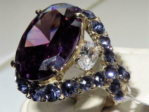 Jewellery Kingdom Oval Cocktail Cubic Zirconia 1.54CT Steel Purple Ladies Amethyst Gold Ring Secondary image
