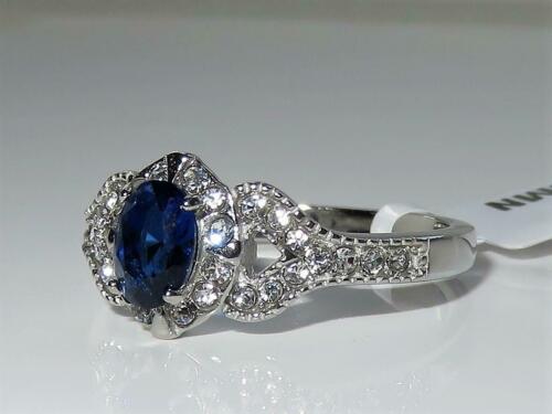 Jewellery Kingdom Oval Cubic Zirconia Accents Fancy Elegant Stainless Steel Ladies Sapphire Ring - Jewelry Rings - British D'sire