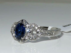 Jewellery Kingdom Oval Cubic Zirconia Accents Fancy Elegant Stainless Steel Ladies Sapphire Ring - Jewelry Rings - British D'sire