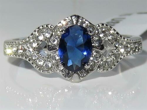 Jewellery Kingdom Oval Cubic Zirconia Accents Fancy Elegant Stainless Steel Ladies Sapphire Ring - Jewelry Rings - British D'sire Main image