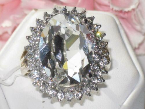 Jewellery Kingdom Oval Cubic Zirconia Cocktail Steel Super Sparkling Ladies Ring (Gold) - Jewelry Rings - British D'sire