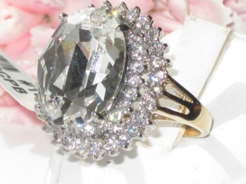 Jewellery Kingdom Oval Cubic Zirconia Cocktail Steel Super Sparkling Ladies Ring (Gold) - Jewelry Rings - British D'sire