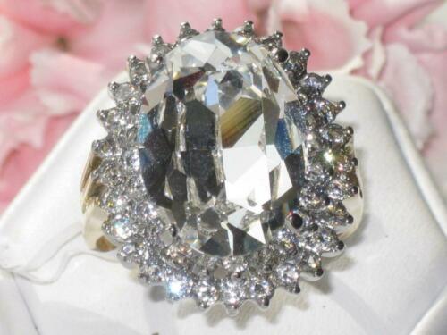 Jewellery Kingdom Oval Cubic Zirconia Cocktail Steel Super Sparkling Ladies Ring (Gold) - Jewelry Rings - British D'sire