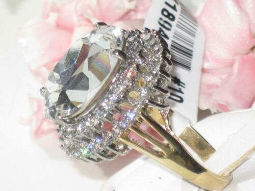 Jewellery Kingdom Oval Cubic Zirconia Cocktail Steel Super Sparkling Ladies Ring (Gold) - Jewelry Rings - British D'sire