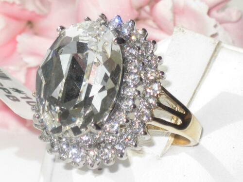 Jewellery Kingdom Oval Cubic Zirconia Cocktail Steel Super Sparkling Ladies Ring (Gold) - Jewelry Rings - British D'sire