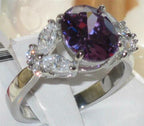 Jewellery Kingdom Oval Cubic Zirconia Marquise Clear Stainless Steel Ladies Amethyst Ring (Silver & Purple) - Jewelry Rings - British D'sire