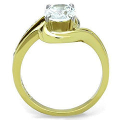 Jewellery Kingdom Oval Cubic Zirconia Steel 18KT Swirl Classy Realistic Ladies Ring (Gold) - Rings - British D'sire
