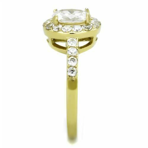Jewellery Kingdom Oval Dress Simulated Diamonds Pretty 18kt Steel Gold Ring - Jewelry Rings - British D'sire