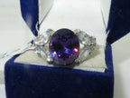 Jewellery Kingdom Oval Marquise Dress Simulated Diamonds Stainless Steel Amethyst Ring (Silver) - Jewelry Rings - British D'sire