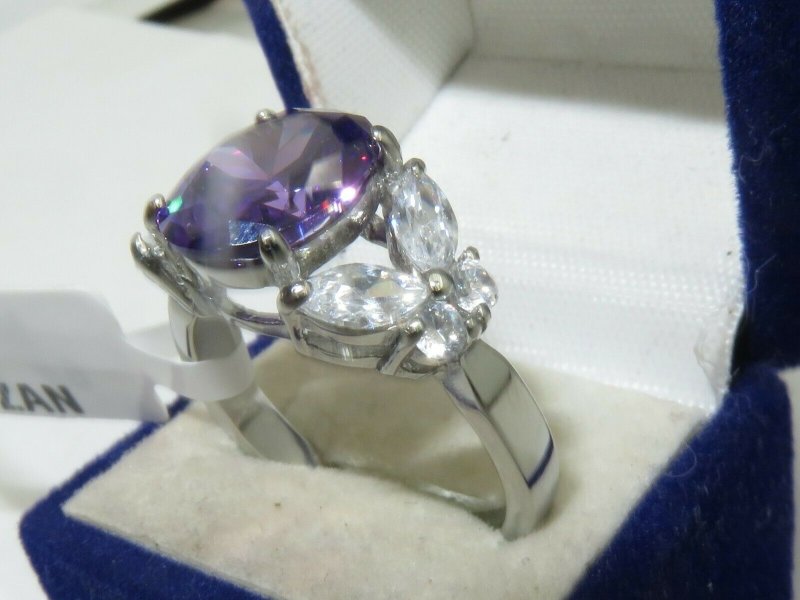 Stainless steel amethyst discount ring