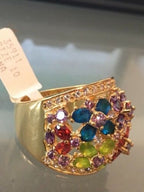 Jewellery Kingdom Oval Sapphire Amethyst Silver Multi Colour Gold Simulated Diamond Ring - Rings - British D'sire