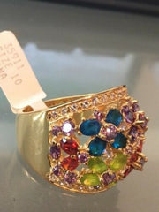Jewellery Kingdom Oval Sapphire Amethyst Silver Multi Colour Gold Simulated Diamond Ring - Rings - British D'sire