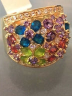 Jewellery Kingdom Oval Sapphire Amethyst Silver Multi Colour Gold Simulated Diamond Ring - Rings - British D'sire