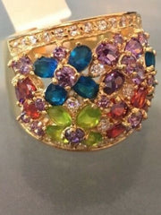 Jewellery Kingdom Oval Sapphire Amethyst Silver Multi Colour Gold Simulated Diamond Ring - Rings - British D'sire