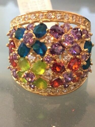 Jewellery Kingdom Oval Sapphire Amethyst Silver Multi Colour Gold Simulated Diamond Ring - Rings - British D'sire Main image