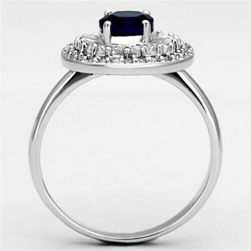 Jewellery Kingdom Oval Silver Baguettes Simulated Diamonds Rhodium Ladies Sapphire Ring Secondary image