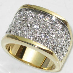 Jewellery Kingdom Pave 18KT Comfort Cubic Zirconia Steel Sparkling Ladies Ring (Clear & Gold) - Jewelry Rings - British D'sire