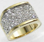 Jewellery Kingdom Pave 18KT Comfort Cubic Zirconia Steel Sparkling Ladies Ring (Clear & Gold) - Jewelry Rings - British D'sire