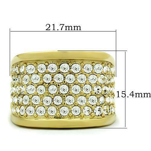 Jewellery Kingdom Pave Comfort 18kt Steel Cubic Zirconia Band Super Sparkling Classy Ladies Gold Ring - Jewelry Rings - British D'sire
