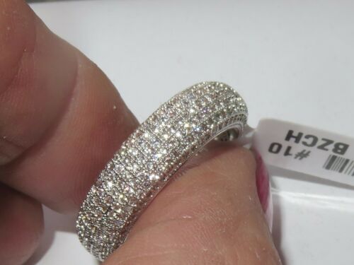 Jewellery Kingdom Pave Cubic Zirconia Rhodium Sparkling Ladies Full Eternity Band Ring (Clear & Silver) - Jewelry Rings - British D'sire