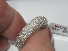 Jewellery Kingdom Pave Cubic Zirconia Rhodium Sparkling Ladies Full Eternity Band Ring (Clear & Silver) - Jewelry Rings - British D'sire