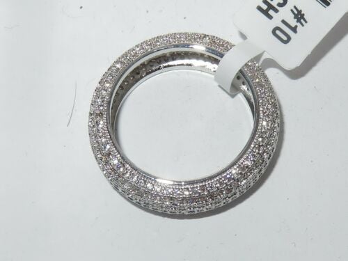 Jewellery Kingdom Pave Cubic Zirconia Rhodium Sparkling Ladies Full Eternity Band Ring (Clear & Silver) - Jewelry Rings - British D'sire