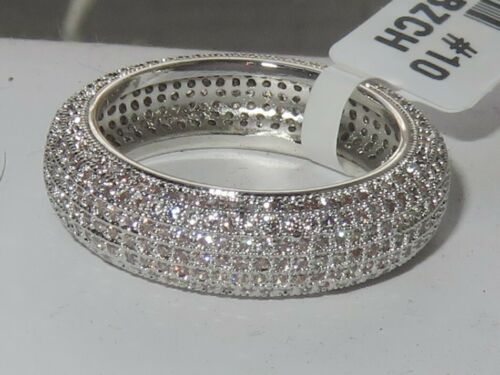 Jewellery Kingdom Pave Cubic Zirconia Rhodium Sparkling Ladies Full Eternity Band Ring (Clear & Silver) - Jewelry Rings - British D'sire